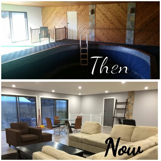 Basement transformation with new pot lighting